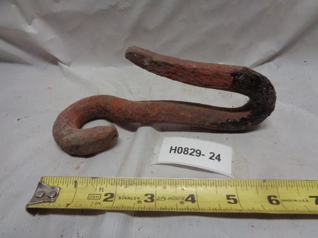 Vintage Steel 7" Chain Hook - Heavy Rust