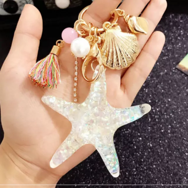 Cute Starfish Shell Key Chain Crystal Pendant Keyring Keychain Keyfob Gift NEW 3