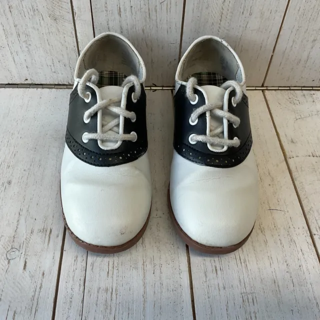 Smart Fit Black & White Lace Up Saddle Oxford School Shoes Size 12