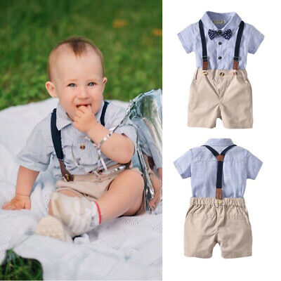 Infant Newborn Baby Boys Clothes Gentleman Short Suit Romper Bodysuit Outfit Set
