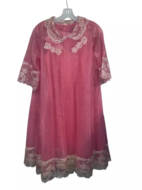 VINTAGE SHADOWLINE NYLON Chiffon Bridal Boudoir Nightgown Peignoir Robe ...