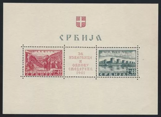 Dt.-Bes.-Ausgaben Serbien 1941 ** postfrisch MiNr. 50-51 Block 1 Wappen rot