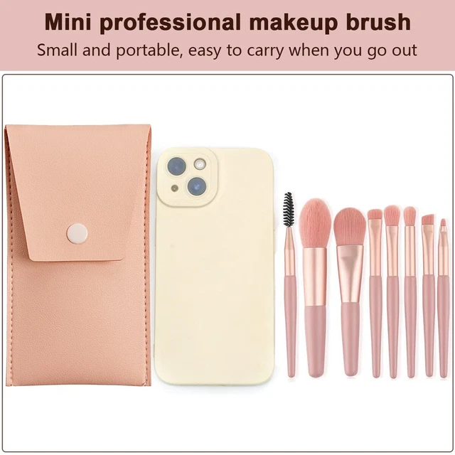 8 Pezzi Pennelli Trucco Professionali, Set Pennelli Make Up con Trousse in Pelle 16
