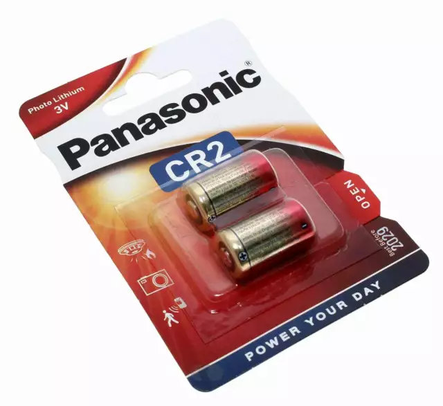 2x Panasonic CR2 Lithium Foto Batterie | CR17355 KCR2 5046LC | CR-2L/2BP | 3V 85