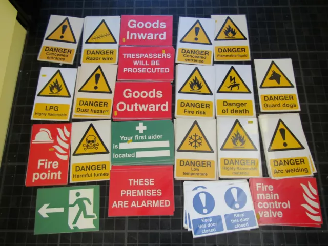 Job Lot Spectrum Self-Adhesive Warning/Industral Signs New Old Stock