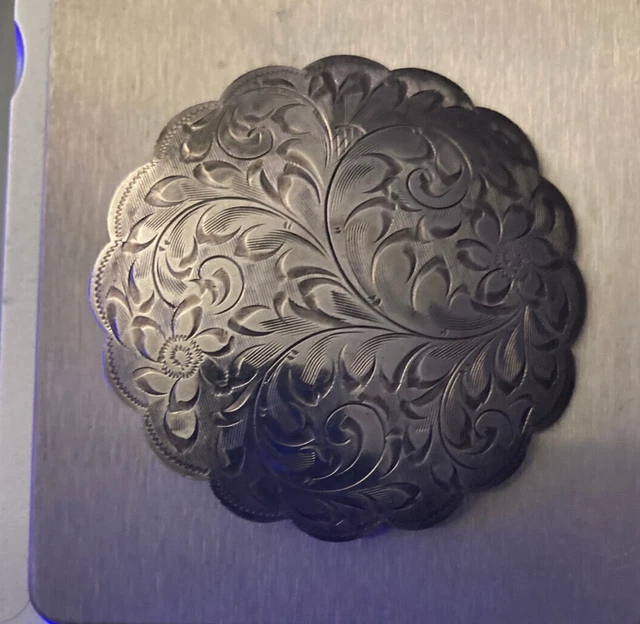 Grande Broche Ancienne En Argent Massif 925 - Diamètre 5 Cm - Occasion Très Bon État