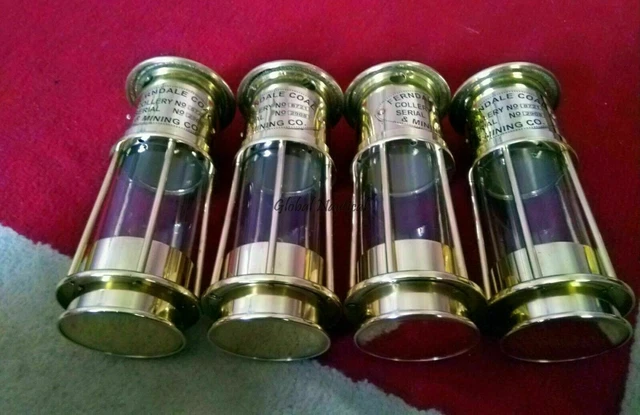 Nautische Messing Öllampen Schiffslaterne Antike Miner Lampen Set von 4 stuck