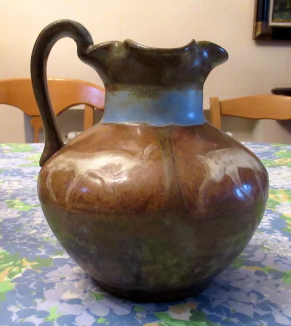 Louis Lourioux - joli vase en grès, décor "aux cervidés"