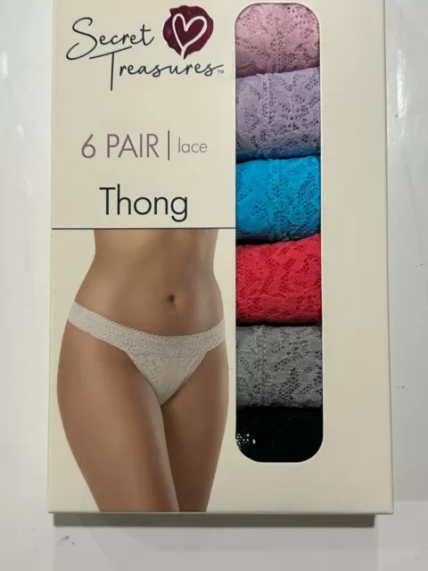 WOMEN'S SECRET TREASURES Thong Lace Panties 6 Pair Pack Size Small (4-6)  NEW $10.94 - PicClick