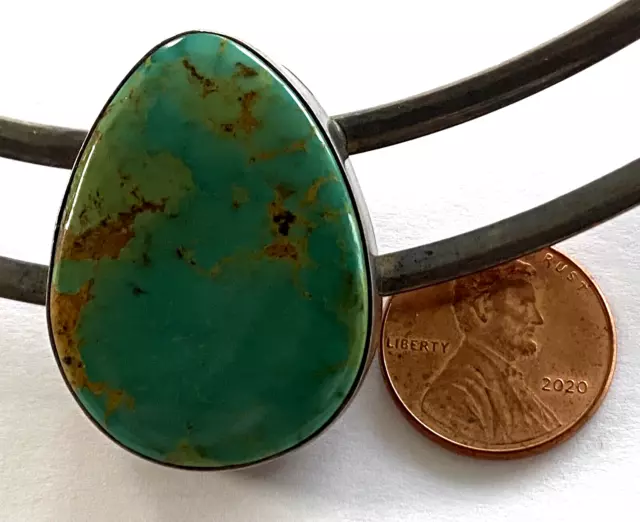 NAVAJO STERLING TURQUOISE Choker Necklace By Designer EMT Everett Mary ...
