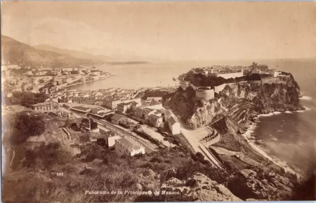 Monaco, Panorama de la Principauté, Vintage albumen print, ca.1880 Tirage vintag