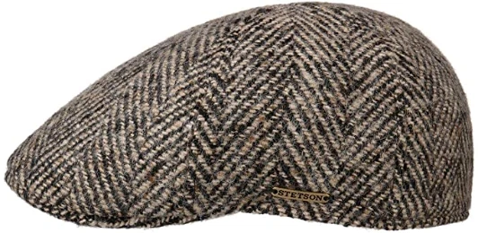 BERRETTO STETSON DUCK CAP CAPPELLO GATSBY TEXAS SPINA DI PESCE LANA VERGINE 371 BEIGE taglia S