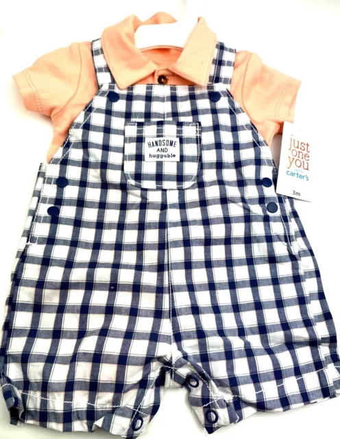 Baby outfit Boys Size 3m 2pc Matching Set infant children kids Overalls Snaps