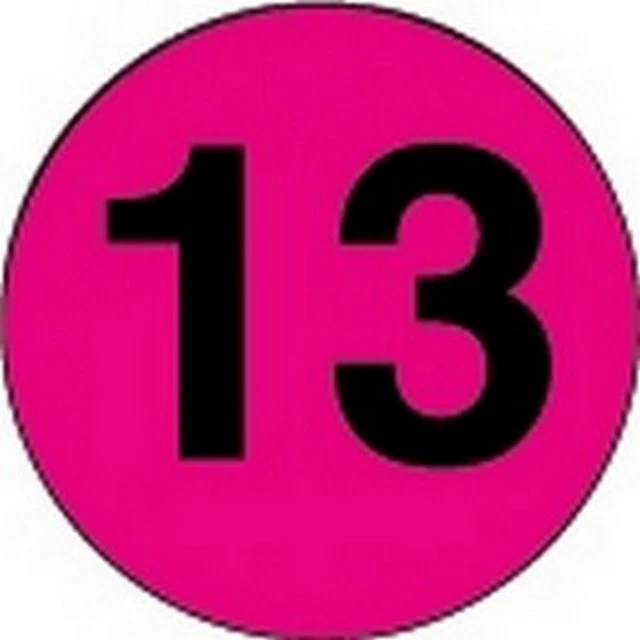 2" Diameter Number 13 Circle Labels (500 per Roll)