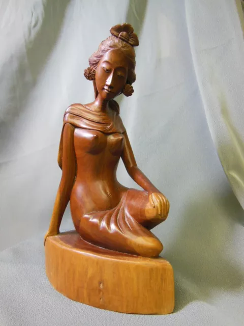 nude Lady handcarved Wood Sculpture - 10" tall - with fantastic details GORGEOUS