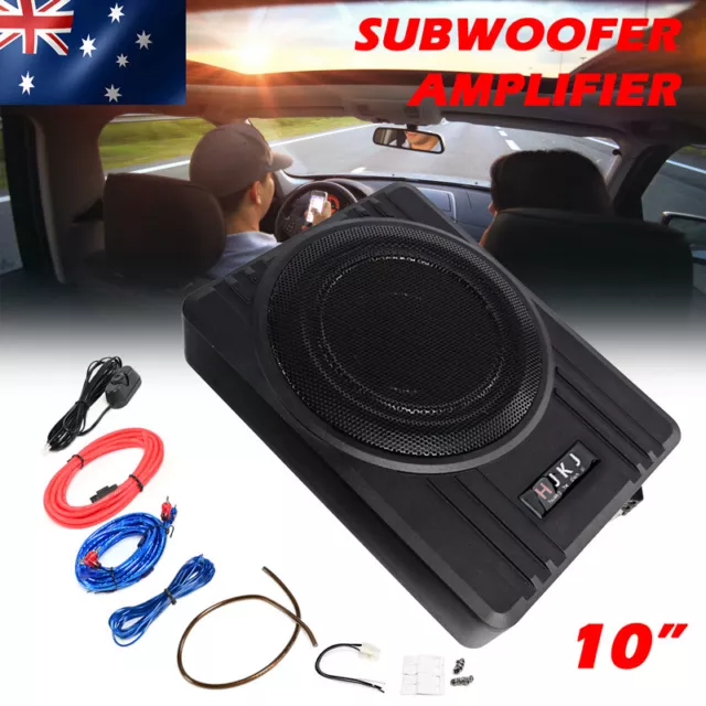 600W 10'' Car Subwoofer Under-Seat Amplifier Speakers Audio Sub Woofer Slim AUS