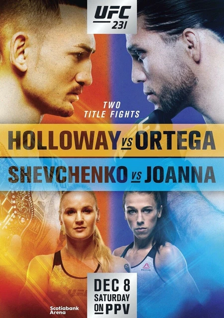 Holloway Vs Ortega Poster Locandina 45X32Cm || Arti Marziali Mma Ufc