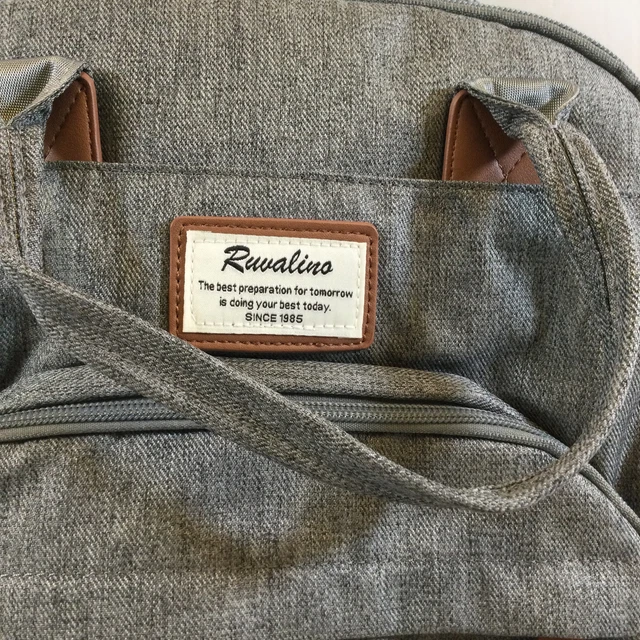 Ruvalino Gray Brown Multifunction Travel Maternity Back Pack Diaper Bag Used 2