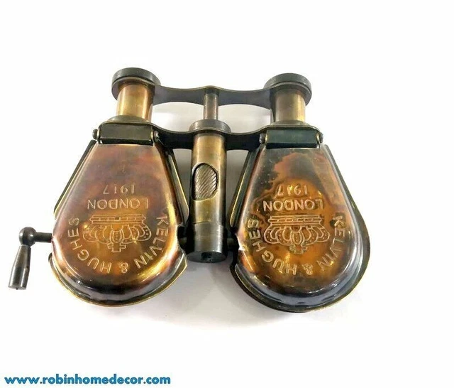 Telescopio binocular antiguo único de bolsillo de latón sólido