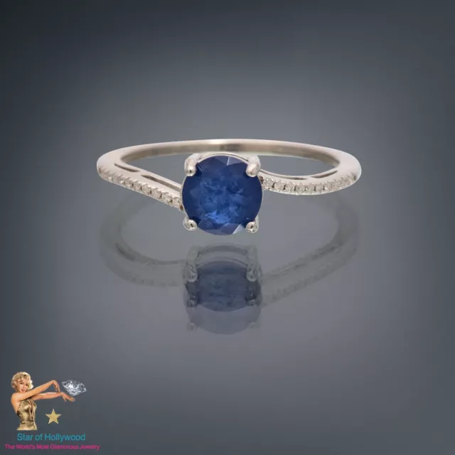 1Ct Natural Royal Blue Sapphire And Diamond Ring, 925 Sterling Silver, Nice Gift