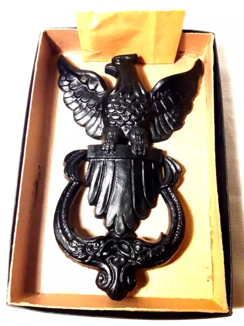 NEW Vintage Cast Iron AMERICAN BALD EAGLE #781 Door Knocker Black Finish w/Box