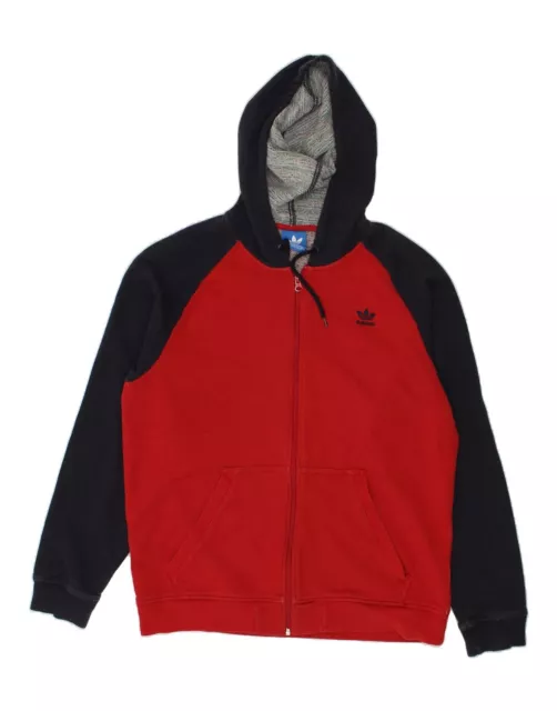 ADIDAS Mens Graphic Zip Hoodie Sweater Medium Red Colourblock Cotton BG46