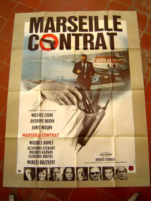 AFFICHE CINEMA ancien : film MARSEILLE CONTRAT - PARRISH / CAINE QUINN MASON