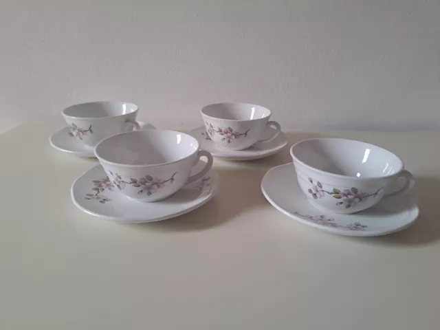 Set 4 Tazze da Tè in porcellana Fiori di Pesco Laveno Società Ceramica anni 60