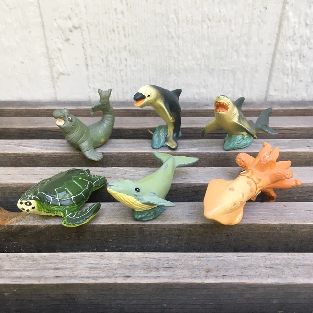 Safari Ltd Sea Animals Shark Turtle Squid Dolphin Whale PVC Figures (Lot of 6)