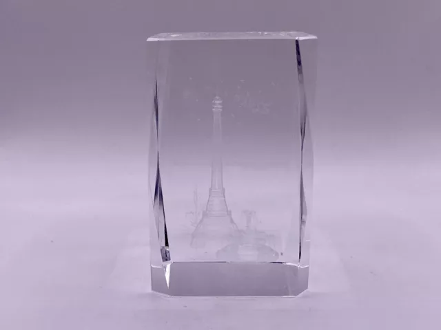 3D Laser Etched Eiffel Tower Paperweight Crystal Glass Eifel Paris