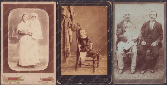 1890c Ritratti persone LOTTO 3 Fotografie albumine Brescia Parma Pollegio