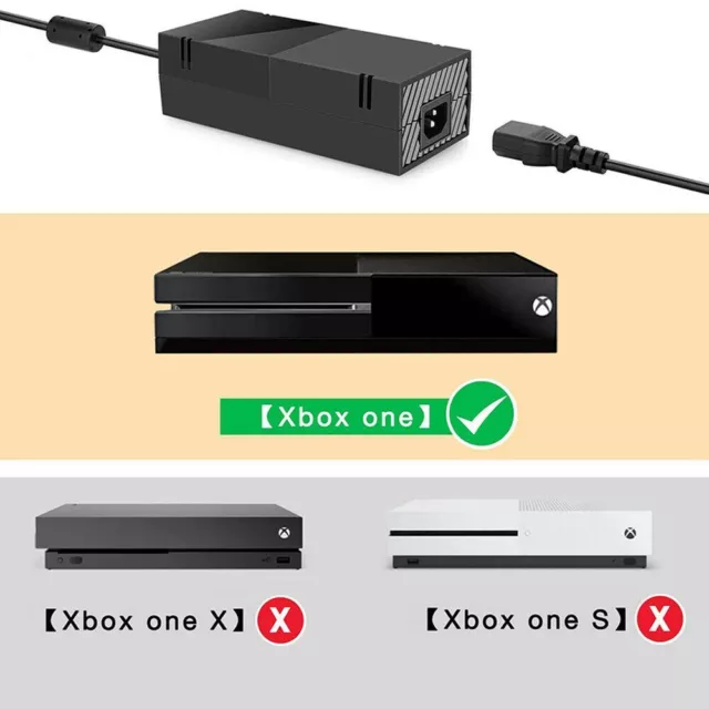 For Microsoft Xbox One Power Brick Console AC Adapter Brick Charger Cable & Cord 3