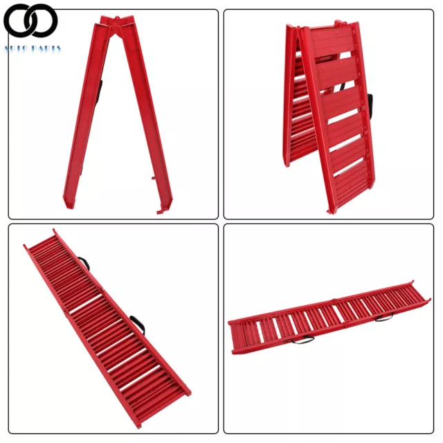 Aluminum Foldable Motorcycle Loading Ramp For ATV Truck 1PC 72"×11.6" 550lbs Red 3