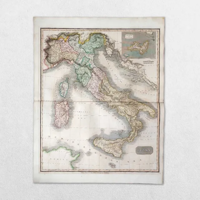 Antique 19Th Century World Atlas Map John Thomson 1814 Europe Italy Italian