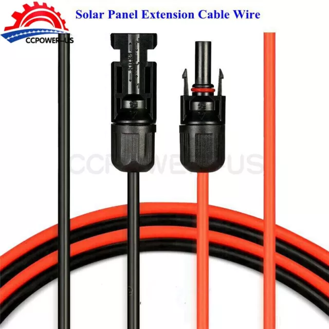 10 AWG Pair Black + Red Solar Panel Extension Cable Silicon Wire With Connector