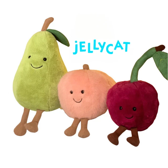 JELLYCAT FUZZY FRUIT Soft Toys Peach Pear Cherry Multi Sizes New 