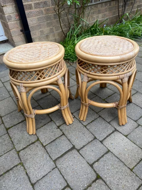 Pair of Bamboo  Stools ideal for Conservatory