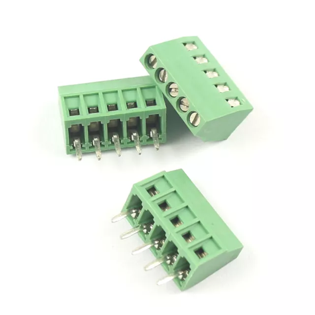 5Pcs 2.54mm 0.1" Universal 5 Pin 5 Poles PCB Screw Terminal Block Connector