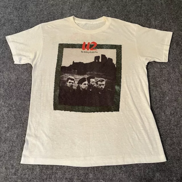 Vtg 1985 U2 Unforgettable Fire Tour Tshirt Mens L 1980s Concert Band Tee Rock