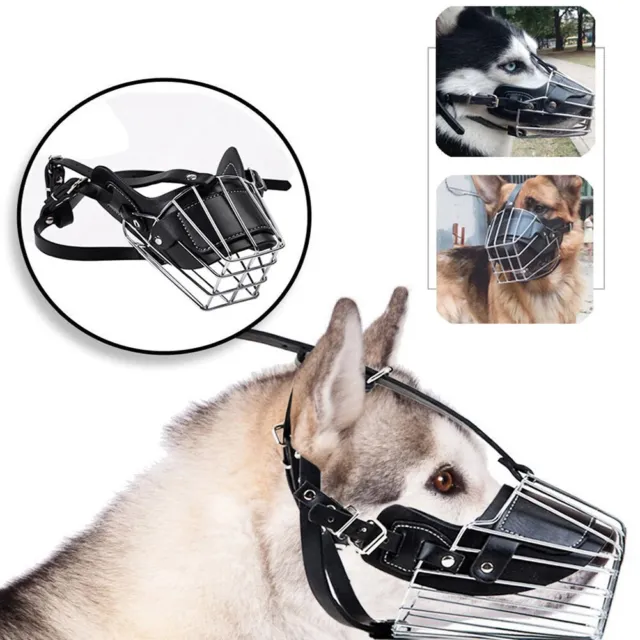 Pet Dog Mouth Breathable Adjustable Anti-Bite Metal Muzzle Protection Cover 66