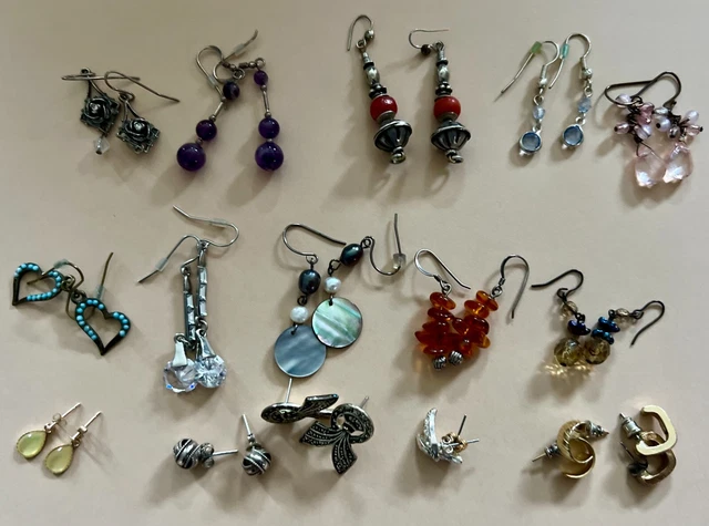 Pierced earrings - 16 pairs dangling and stud - a bargain - a must buy for Xmas