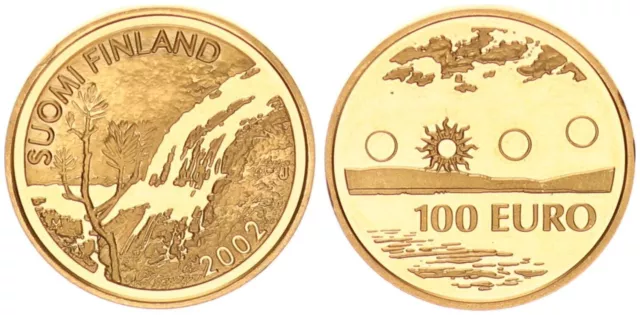 Finnland 100 Euro 2002 1/4 Unze fein Lappland Mitternachtssonne PP    103952