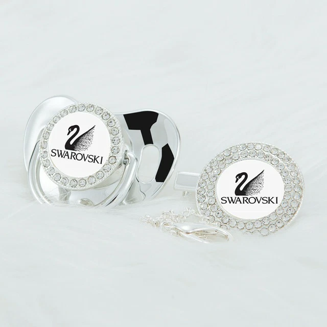 Chupete bebé blanco plata juego de regalo 0-6 meses pedrería cadena aspiradora