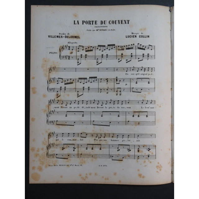 COLLIN Lucien La Porte du Couvent Chant Piano ca1880 3