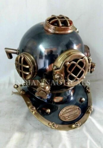 Laiton Antique Foncé Mer Américain Marine Mark V Plongée Divers Casque