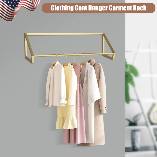 Clothes Display Rack Storage Wall-Mount Garment Rack Clothes Store Gold Durable