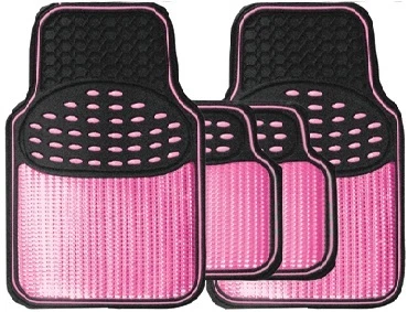 thumbnail image 2 of MSA Metallic Pink Heavy Duty Checker Plate Rubber Floor Mats – 4-Piece Universal Set 2 of 6
