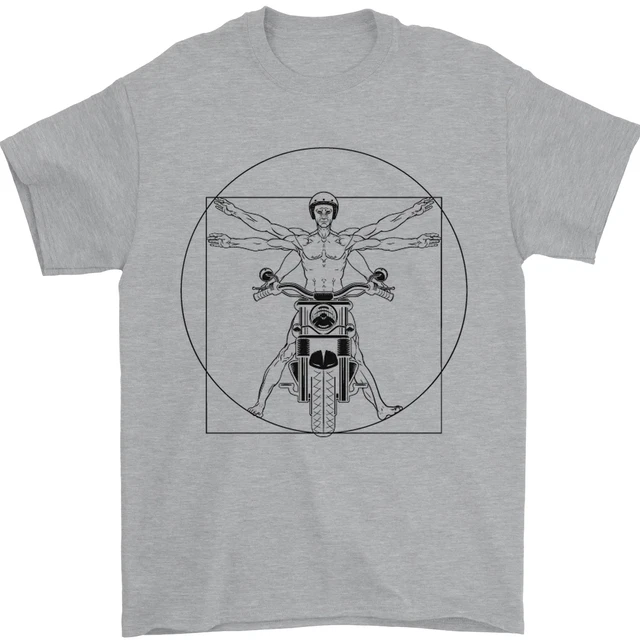 T-shirt da uomo moto Vitruvian Biker 100% cotone