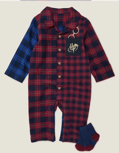 M&S BNWT Harry Potter 2 Piece Outfit Romper Age 6-9 Months Red & Blue RRP £16