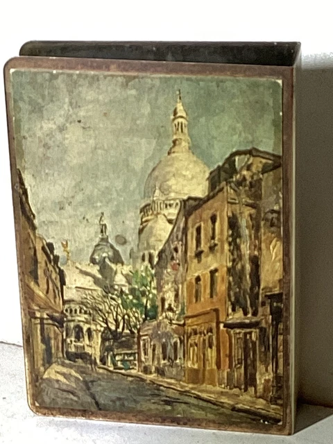 VENDU - Ancien étui à cigarettes métal sérigraphié façon stuc - Le